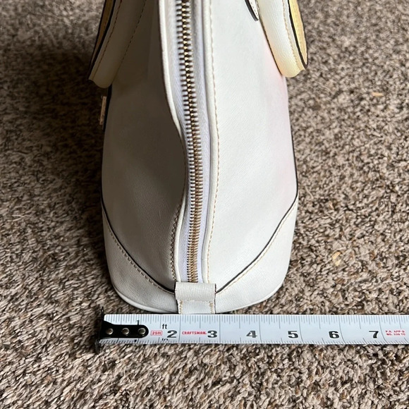 Dooney and Bourke White Saffiano Pebble Leather Satchel Zip Up - Picture 13 of 14